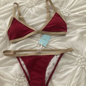 Brand New Red & Gold Triangle Bikini Swimsuit
